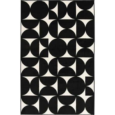 Loomaknoti Terrace Tropic Sevella 5' x 7' Geometric Indoor/Outdoor Area Rug , Black/White