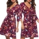 thumbnail image 3 of cuello en V mujer 3/4 vestido corto floral envoltura del vestido midi xl rojo SG Sunnimix Vestido en V floral con cuello en V, 3 of 8