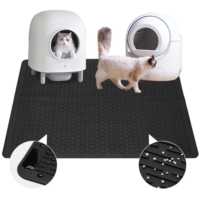 Alfombrilla Colewin Cat impermeable de goma, 100 x 70 cm, color negro