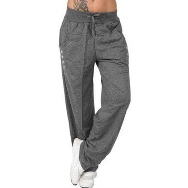 Sonducket Pantalones Pantalones deportivos sueltos Pierna recta Pantalones deportivos sueltos Pantalones de chándal casuales para mujer Prendas para la parte inferior del cuerpo gris oscuro 5XL