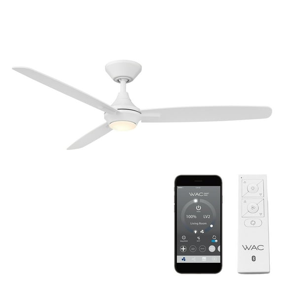 WAC Blitzen 54" Matte White Integrated LED Smart Ceiling Fan with Remote Control
