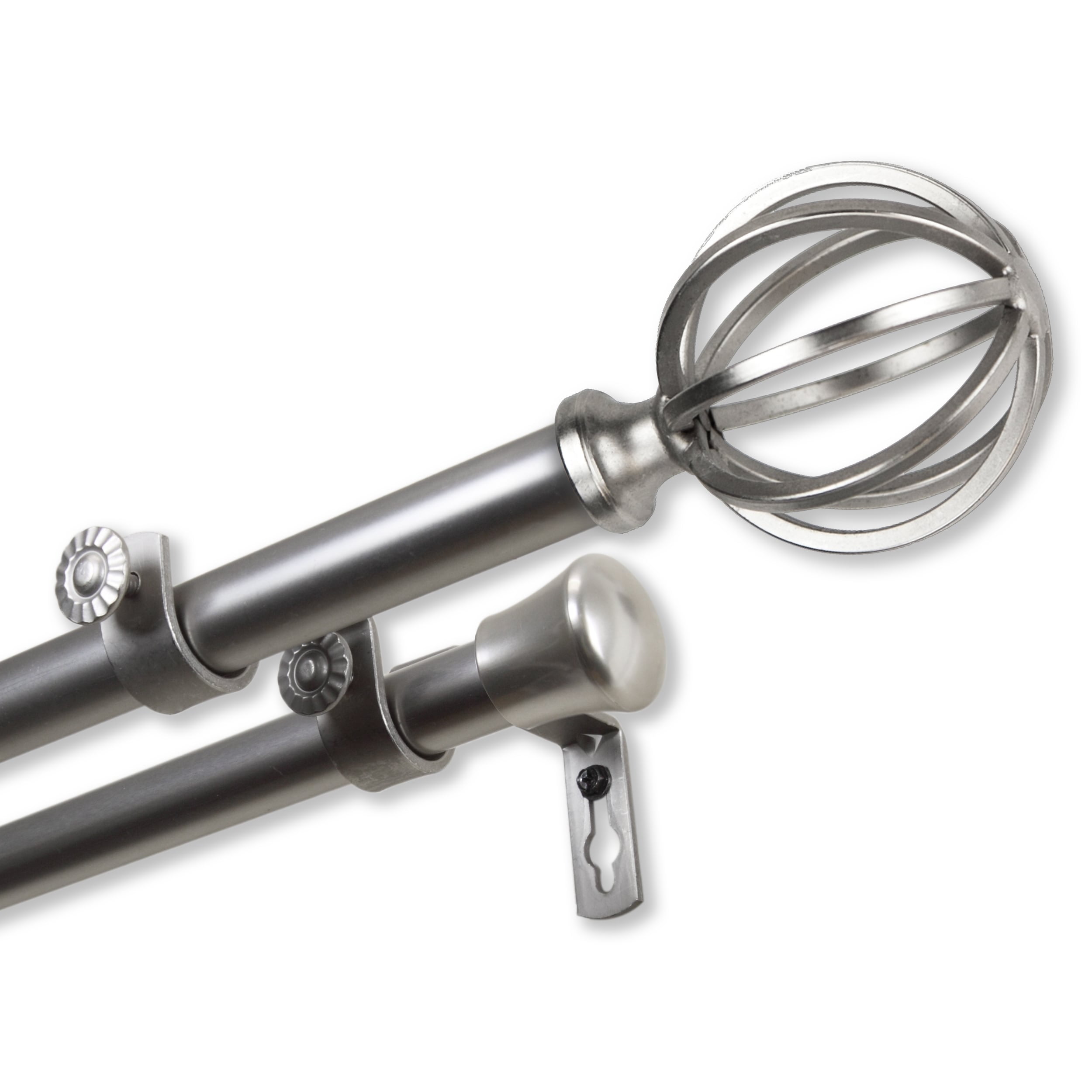 InStyleDesign Loop Adjustable Double Curtain Rod satin nickel 48 to 84