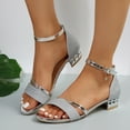 thumbnail image 4 of Modstep Women's Low Wedge Sandals Adjustable Ankle Strap Sparkly Dressy Slide Shoes 2026 Summer Sandal for Wedding Party Silver 7.5, 4 of 7