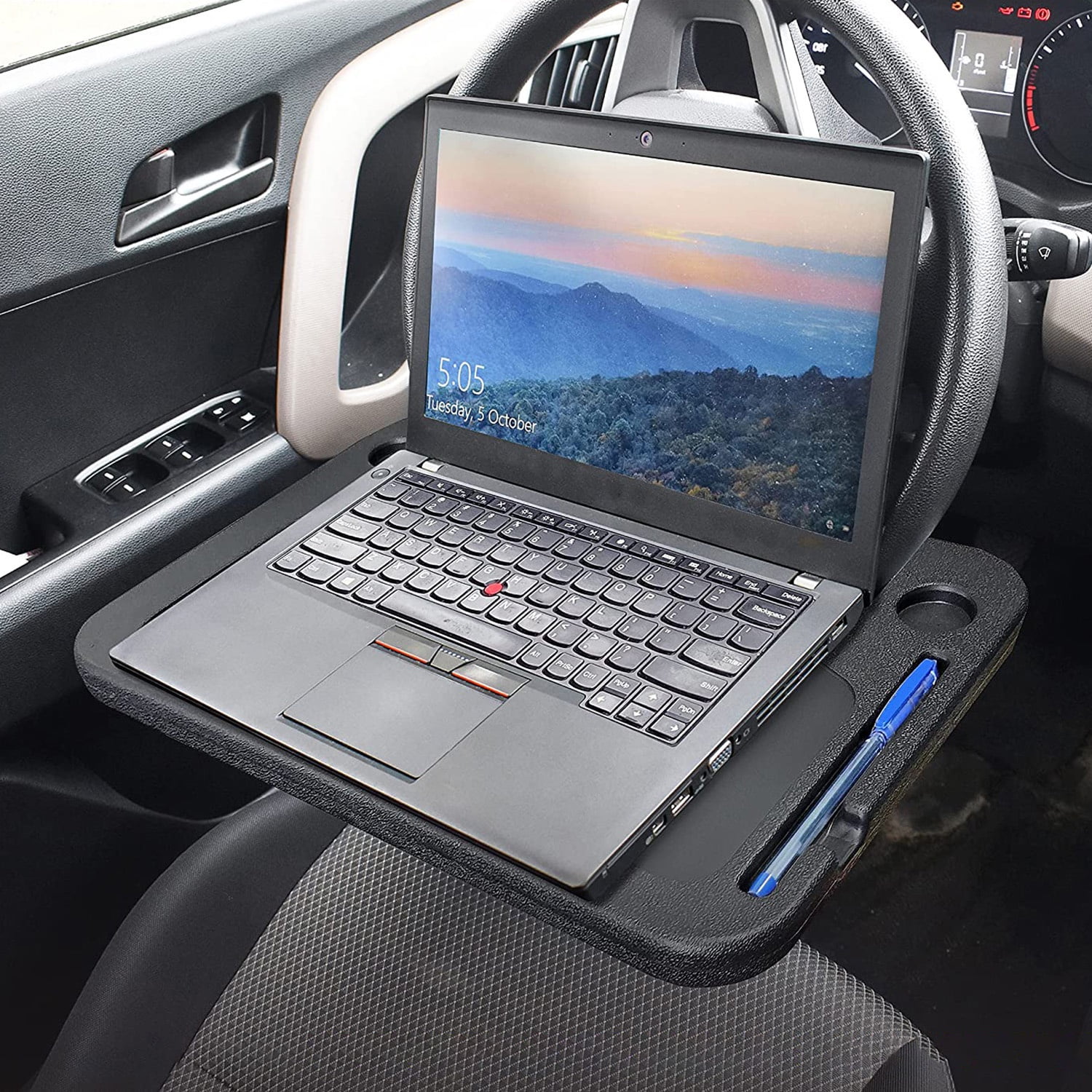 Auto Drive Reversible Steering Wheel Table Desk for Cars and Trucks, Mobile Office, Black