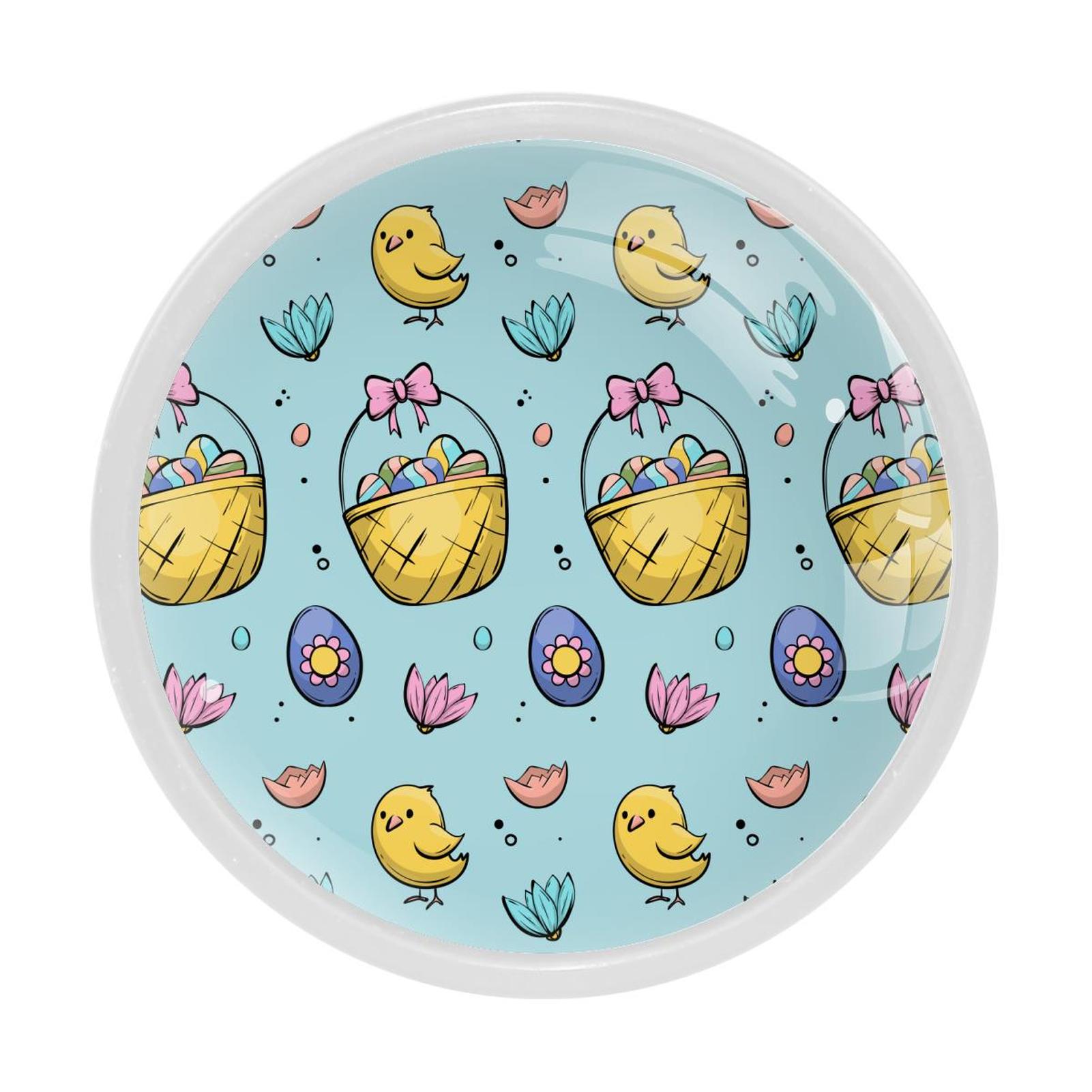 4 Pcs Lovely Easter Basket Knobs for Kitchen Cupboard Dresser