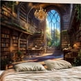 thumbnail image 2 of Gojian Forest Library Tapestry Tree Bookshelf Tapestries Wall Hanging Vintage Fantasy Fairy Treehouse Book Tapestry for Bedroom Living Room Dorm Classroom, 2 of 6