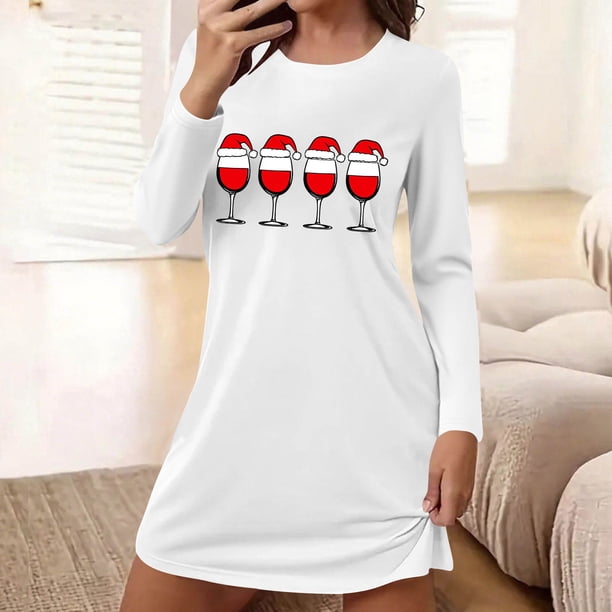 Camisón corto de manga larga y cuello redondo para mujer, bata de baño holgada de invierno para el hogar, bata de poliéster para mujer.