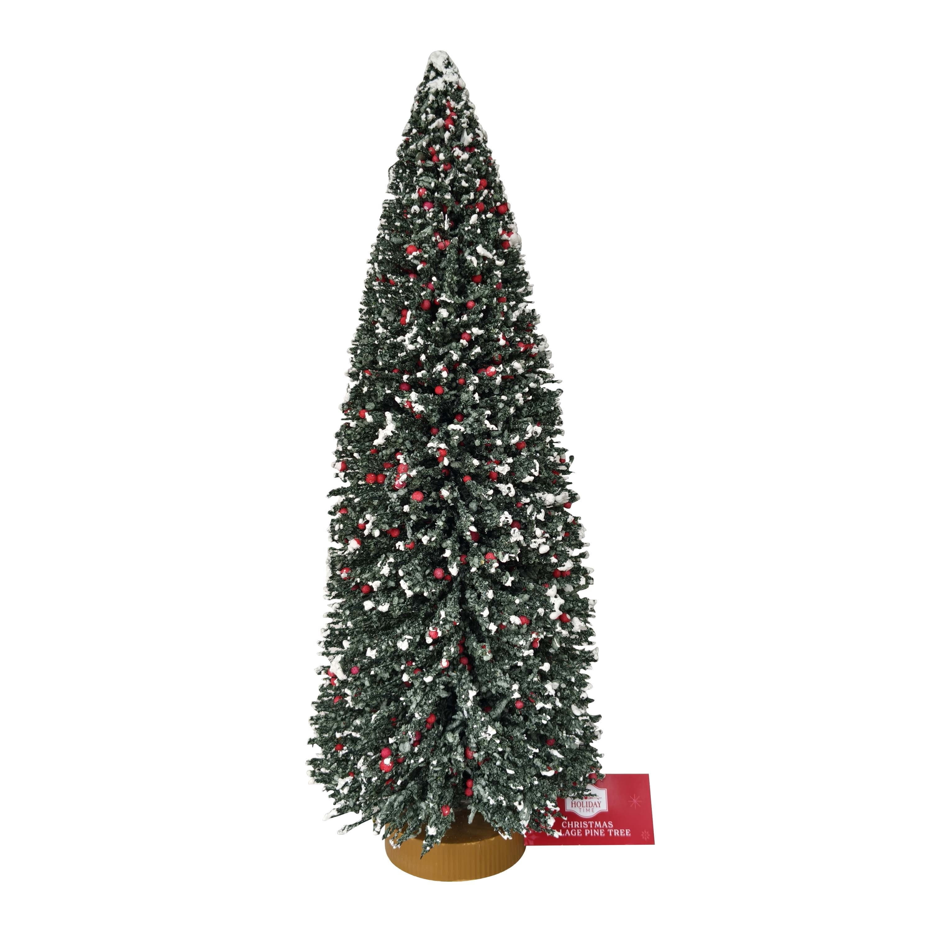 Christmas Village Snow-Flocked Berry Pine Tree, Multicolor, 13", by Holiday Time