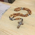 thumbnail image 2 of Rosario católico de madera hecho a mano, collar con colgante de cruz, cuentas de oración cristiana, medalla de San Benito, cuentas de rosario católico para mujeres y hombres, 2 of 4