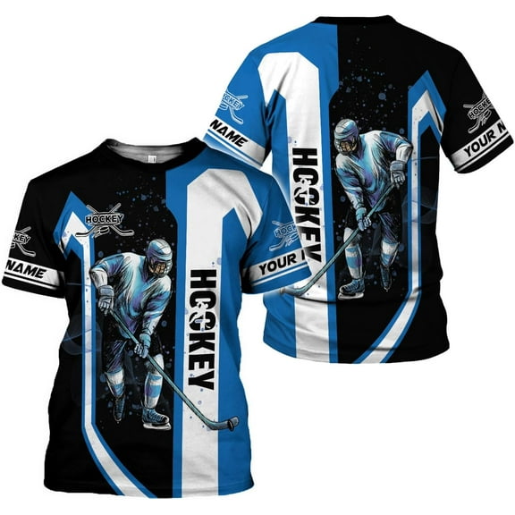 Personalized Hockey Shirt 3D All Over Printed, Hockey T- Shirts for Men & Women, Hockey Sport Shirt Uniform for Team (S)