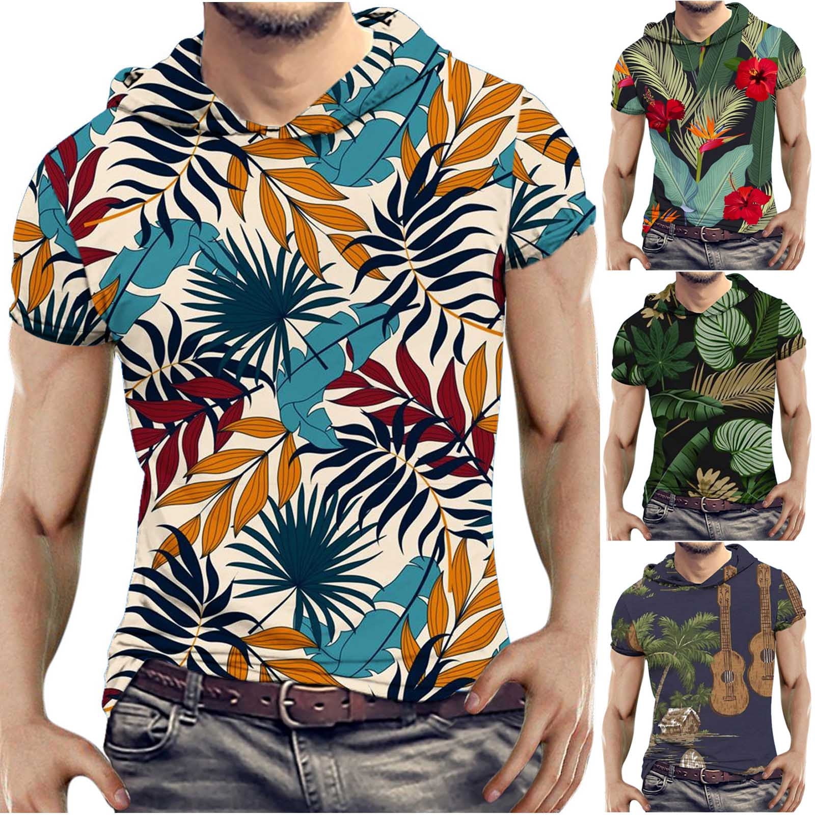 symoid Mens Shirts Graphic Tees Summer Value Hooded Big and Tall