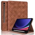 thumbnail image 1 of for Samsung Galaxy Tab S8 Plus/S7 FE/S7 Plus 12.4 inch Case, Rhombus Grid Pattern Multiple Viewing Angles Stand Slim Folio Cover (Brown), 1 of 7