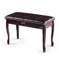 thumbnail image 2 of Costway Solid Wood Piano Bench PU Leather Keyboard Seat Storage Brown, 2 of 11