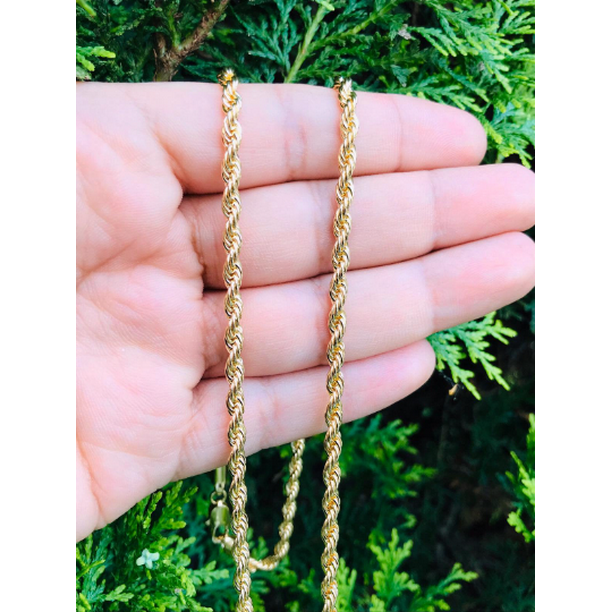 Gold Filled Rope Chain for Men 24" / Rope Necklace Unisex for Everyday / Cadena Rope en Oro Laminado / Cadena Soga para Hombre - Walmart.com