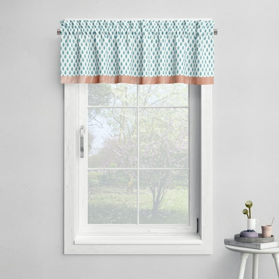 Bacati - Rod Pocket Window Valance Paisley Sophia Aqua/Coral