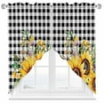 thumbnail image 2 of Pastoral Sunflower Swag Curtain Valance for Windows, Wildflowers Country Black Buffalo Plaid Window Treatments Short Swag Topper for Kitchen Windows Bathroom Bedroom, 36"x36", 2 of 8