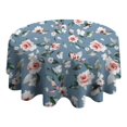 thumbnail image 4 of Pioneer Flower Floral Print Pattern Round Tablecloth 60"x60",Wrinkle Wipeable Table Cloth for Kitchen Dining Room Picnic Patio Party, 4 of 6