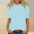 thumbnail image 2 of Aboser Womens Half Sleeve Tops Elbow Length T Shirt Casual Round Neck Basic Tees Fall Clothes Solid Color Y2k Top Slim Fit Soft T-Shirts for Women 2026 Sky Blue XXL, 2 of 6