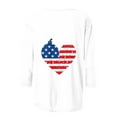 thumbnail image 5 of 3/4 Length Sleeve Womens Tops Plus Size Heart American Flag T Shirts for 4th of July Independence Day Patriotic Tshirts USA Star Stripes Graphic Tees Casual Crewneck Tunic Top Memorial Day Outfits, 5 of 5