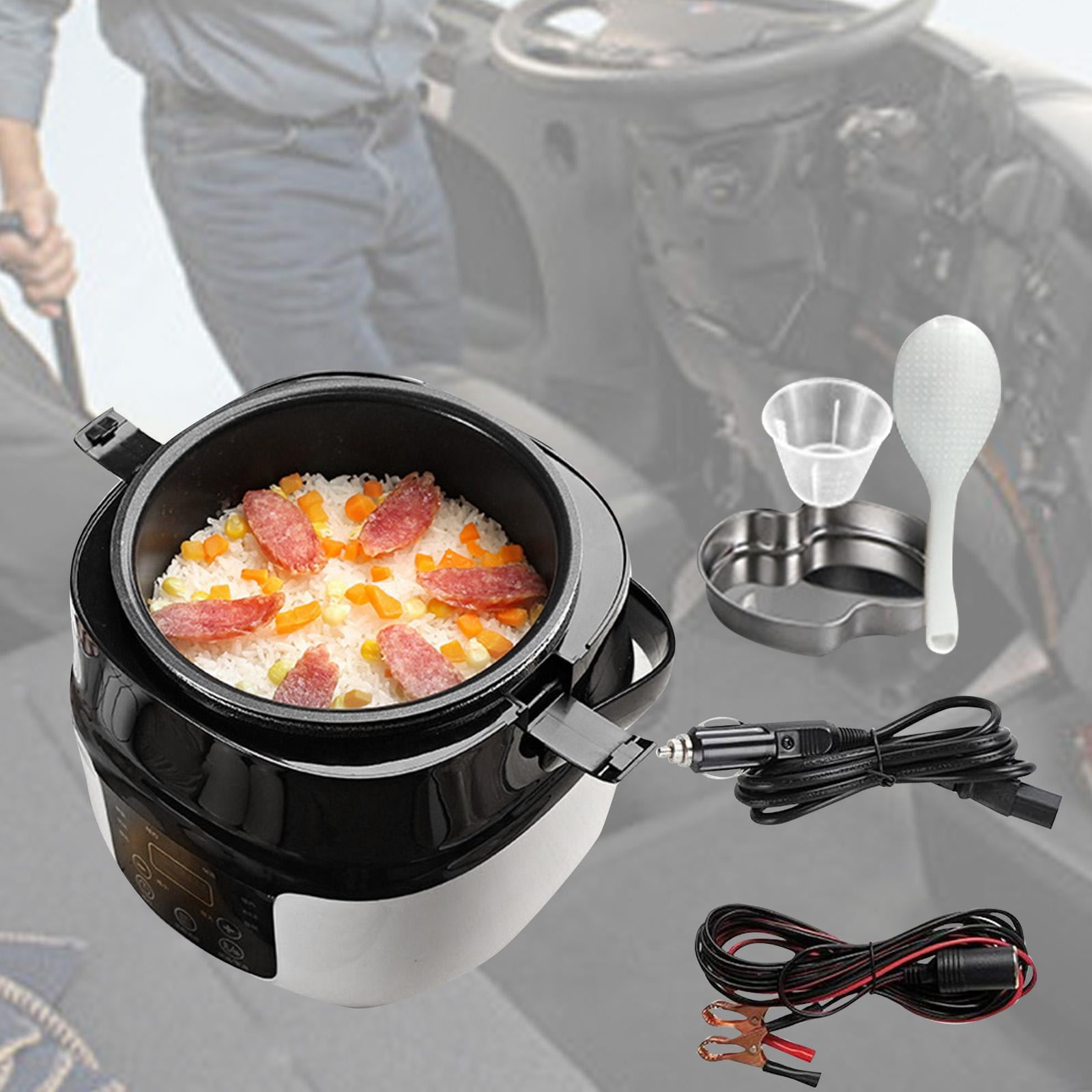 Fiocias 24V 220V Portable Car 2L Electric Rice Cooker Food Steamer 7.8x7.8inch Leakproof