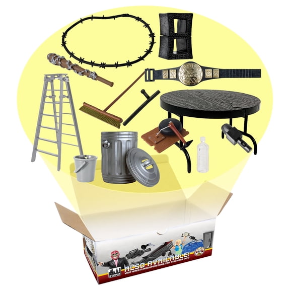 Grab The Hardcore Belt 13 Piece Accessory Set for WWE & AEW Wrestling Action Figures