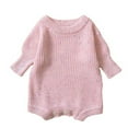 thumbnail image 2 of Sngxgn Baby Girls Ruffle Bodysuit Solid Long sleeved Onesie Casual Plain Blouse Romper(Pink,90), 2 of 7