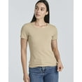 thumbnail image 2 of Real Essentials 4 Pack: Women's Ribbed Knit Short Sleeve Crew Neck T-Shirt (Available in Plus), 2 of 6