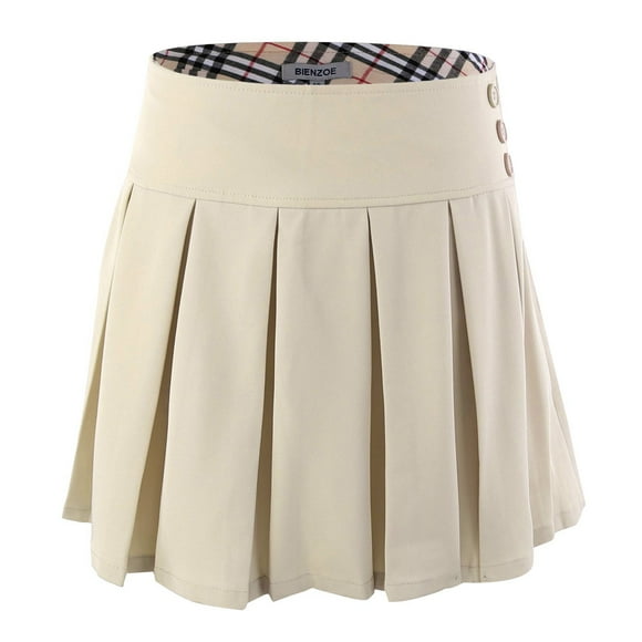 Bienzoe Girl's Stretchy Pleated Adjust Waist School Uniforms Skirt Khaki 4