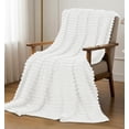 thumbnail image 5 of Utopia Bedding Off White Striped Fleece Blanket Throw Size Fluffy, Warm & Lightweight Ribbed Throw for Bed, Sofa & Chair - Soft Cozy Blanket for Home Decor & Gifting (50x60 Inches), 5 of 7