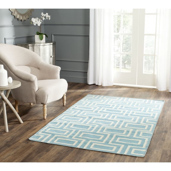 Safavieh Dhurries Abigail Geometric Area Rug, Light Blue/Ivory, 3' x 5'