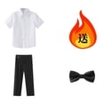 thumbnail image 4 of Odeerbi Niños 3 Piezas Caballero Traje Formal Preppy Traje de Manga Corta Camisa de Vestido y Pantalones de Traje Con Corbata Colegial Conjunto de Uniforme, 4 of 6