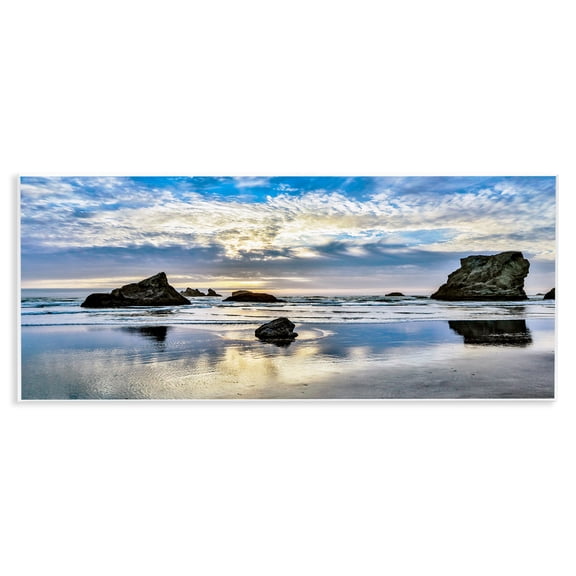 Stupell Industries Rocks Protruding on Beach Nautical & Beach Photography Unframed Art Print Wall Art, 17 x 7