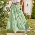 thumbnail image 2 of THDHVS Girls Skirts,Skirts for Girls,Chiffon Pleated Elastic High Waist A-Line Boho Flowing Maxi Long Skirt with Pockets Green 4-5 Years, 2 of 7