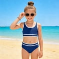 thumbnail image 2 of vigerkar Girls Swimsuit 2 Piece Bikini Set Adjustable Double Strap High Waist Sporty Swimsuits Teens Swimwear for 8-16 Y (Navy, 11-12 Years), 2 of 9