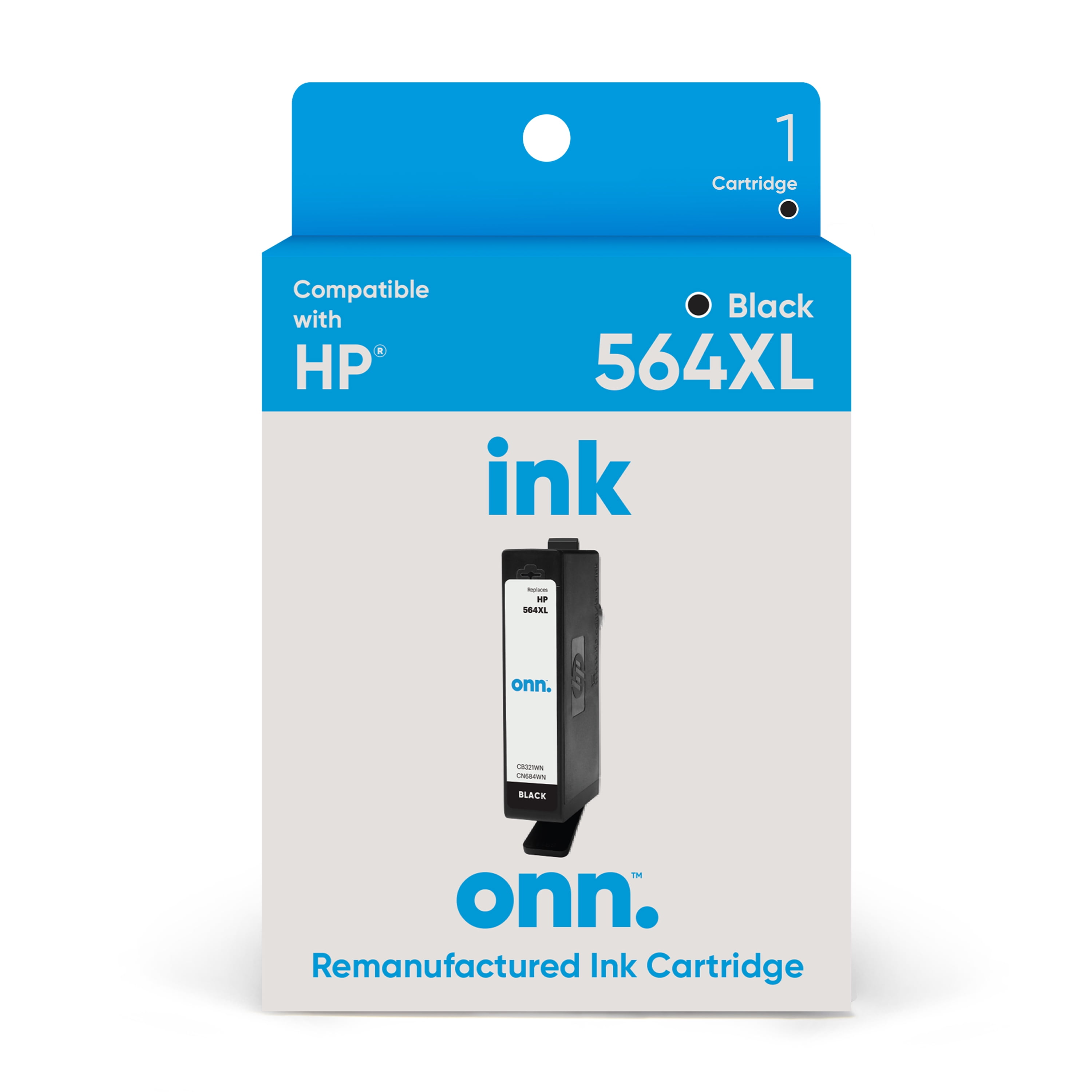 (2 pack) onn HP 564XL Printer Ink Cartridge, Black