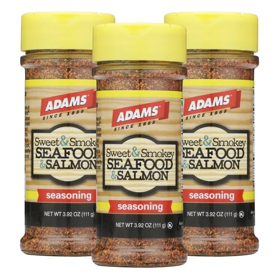 Adams Sweet & Smokey Seafood & Salmon Seasoning, 3.92 Ounce Bottle (Pack of 3)