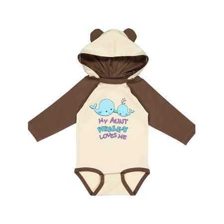 

Inktastic My Aunt Whale-y Loves Me Gift Baby Boy or Baby Girl Long Sleeve Bodysuit