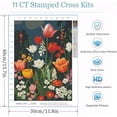 thumbnail image 4 of Wildflower Cross Stitch Kits for Adults - Stamped Crossstitching Kits Preprinted 11 Count Cross-Stitch Kit for Beginner, 11CT Prestamped Easy Pattern Needlepoint Kits Crafts for Decor, 4 of 7