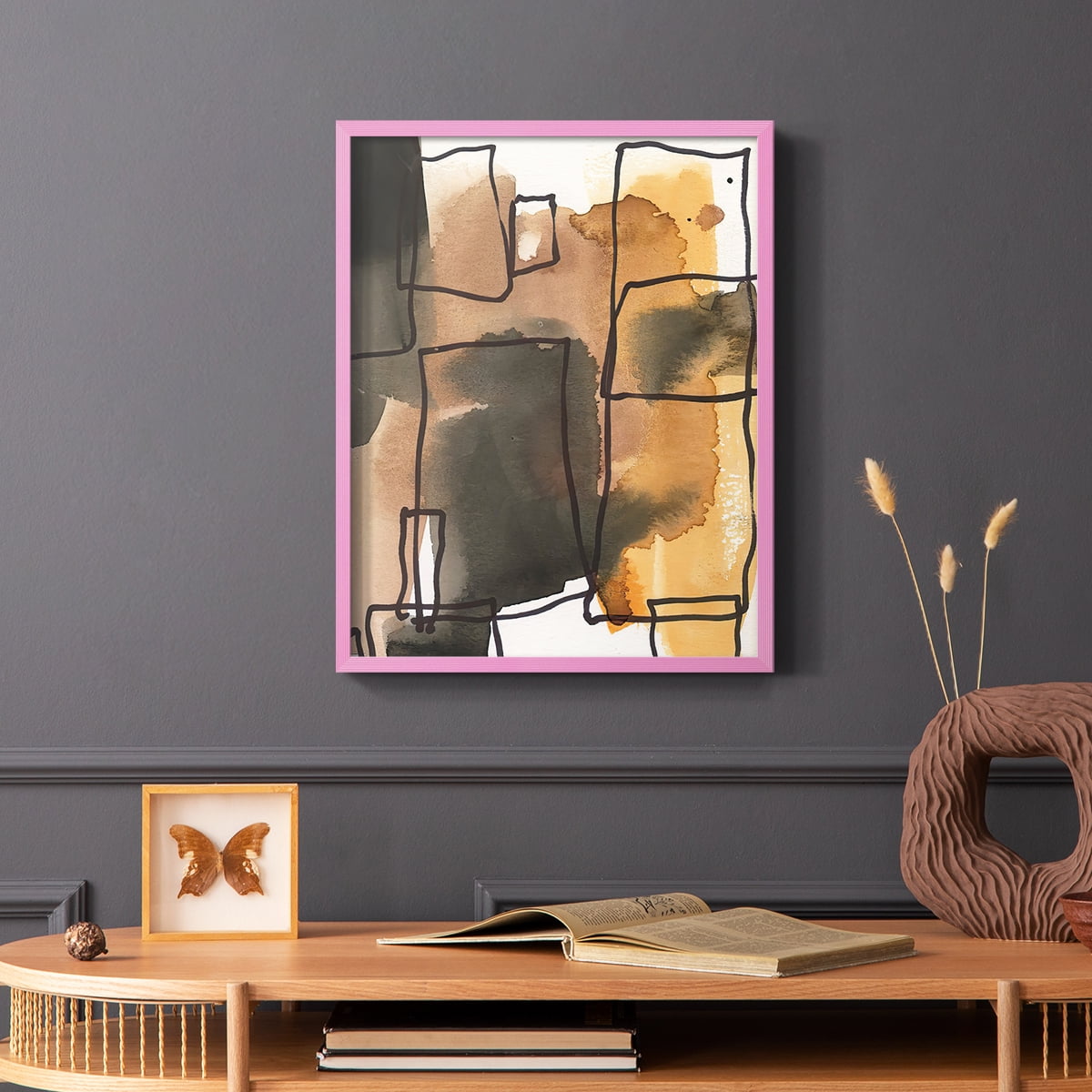 Retro Vibe I in Pink Solid Wood 11 x 14 Framed Print