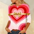 thumbnail image 4 of 2026 Valentines T Shirts for Women Ladies' Round-neck 3/4 Sleeve Loose Top Cute Heart Printed Outfits Romance Date Clothing Soft Casual Shirts, 4 of 6