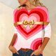 thumbnail image 4 of Xuyuer Womens Valentine T Shirts Love Heart Printed Graphic Tee Tops Spring Shirts Halloween Round Neck 3/4 Length Sleeve Graphic Tee Tops Fashion Casual Printed T-Shirt Top, 4 of 6