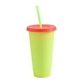 thumbnail image 2 of Cheers.US 2 Pcs 700ml Color Changing Cups, Reusable Plastic Cold Drink Cups with Lids and Straws BPA Free Adult Kids Summer Coffee Tumblers Party Cup, 2 of 7