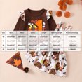 thumbnail image 6 of Enyan Newborn Baby Girl Thanksgiving Outfit Long Sleeve Turkey Letter Romper Suspender Skirt 2Pcs Set（Size 3-6 Months）, 6 of 9