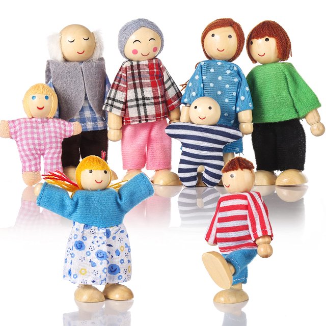Set de jazzera de madera con forma de casa de muñecas para niñas y niños pequeños