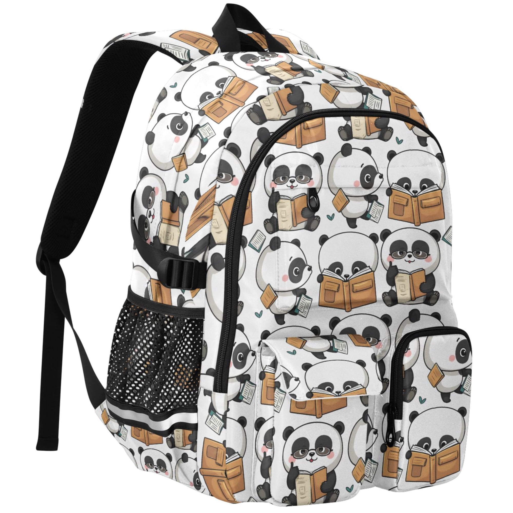 ALAZA Cute Pandas Reading Print Student Backpack School Bookbag Large Laptop Daypack Travel Bag