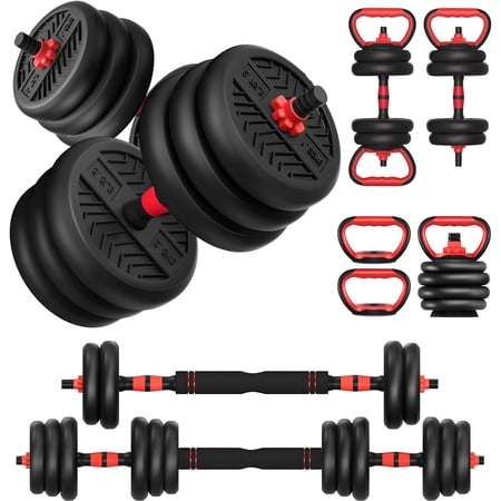 Adjustable Dumbbell, 20/30/45/70/90lbs Dumbbells Set, 4-in-1 Free Weights for Women/Men Workout Equipment Used as Barbell/Kettlebells/Push up Stand for Home Gym