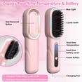 thumbnail image 5 of Cepillo alisador de pelo inalámbrico de cerámica con 4 modos de peinado, calentamiento rápido, color rosa, ideal para viajes., 5 of 5