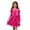 Hot Pink, variant on Girls Long Sleeve Velvet Dress Crew Neck Bow Back Princess Dress Ruffle Hem Formal A-Line Dresses Vintage Christmas Party Dress
