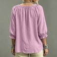 thumbnail image 4 of HaCpiu Women's Solid V-Neck Ruffle Blouse, Casual Loose 3/4 Sleeve Tie-Front Tunic Top, Lightweight Flowy Shirt with Elastic Ruffled Cuffs, Pink XXL, 4 of 6