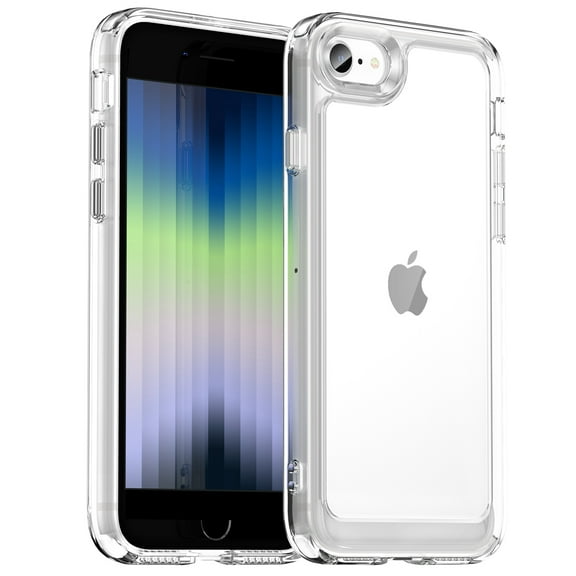 Dteck Rugged Clear Case for iPhone SE 2022, iPhone SE 2020, iPhone 8, iPhone 7 Heavy Duty Crystal Transparent Cover, Clear